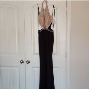 Gianni Bini Black and Nude Backless Dress